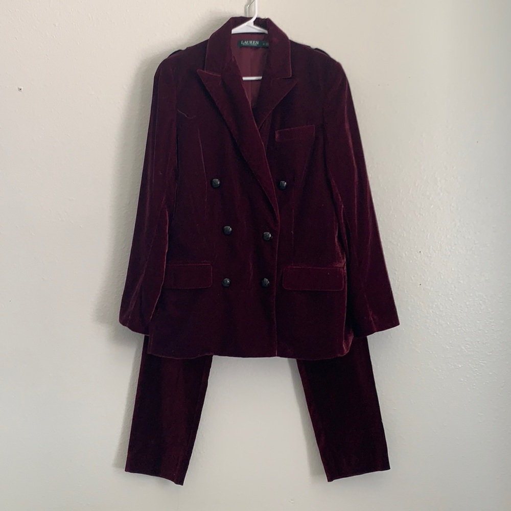 Burgundy velour suit